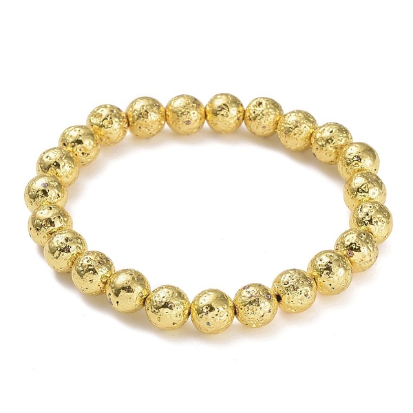 Electroplated Natural Lava Rock Beads Stretch Bracelets