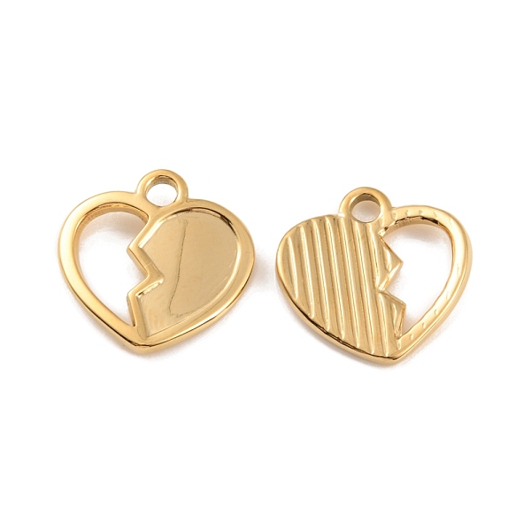 

PandaHall Ion Plating(IP) 304 Stainless Steel Pendants, Broken Heart Charm, Real 18K Gold Plated, 14.5x14.5x2mm, Hole: 2mm 304 Stainless...