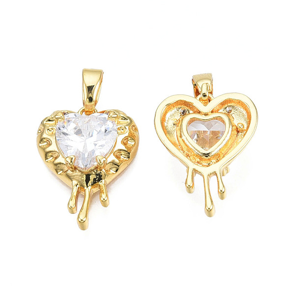 

PandaHall Brass Pave Cubic Zirconia Pendants, Heart Charms, Real 18K Gold Plated, Nickel Free, Clear, 17.5x13.5x5mm, Hole: 2.5x4mm...