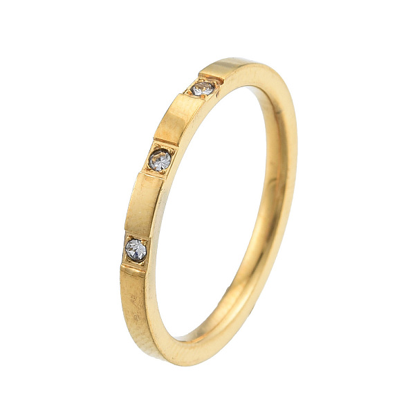 

PandaHall Crystal Rhinestone Simple Thin Finger Ring, 201 Stainless Steel Jewelry for Women, Light Gold, Inner Diameter: 17mm Stainless..., Clear