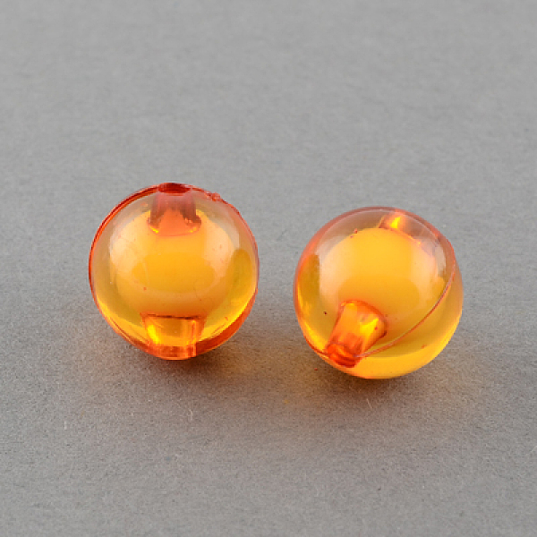 

PandaHall Transparent Acrylic Beads, Bead in Bead, Round, Orange Red, 8mm, Hole: 2mm, about 2050pcs/500g Acrylic Round Red