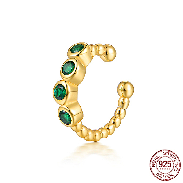 

PandaHall 925 Sterling Silver Micro Pave Green Cubic Zirconia Cuff Earrings, Golden, 10x3mm Sterling Silver Green