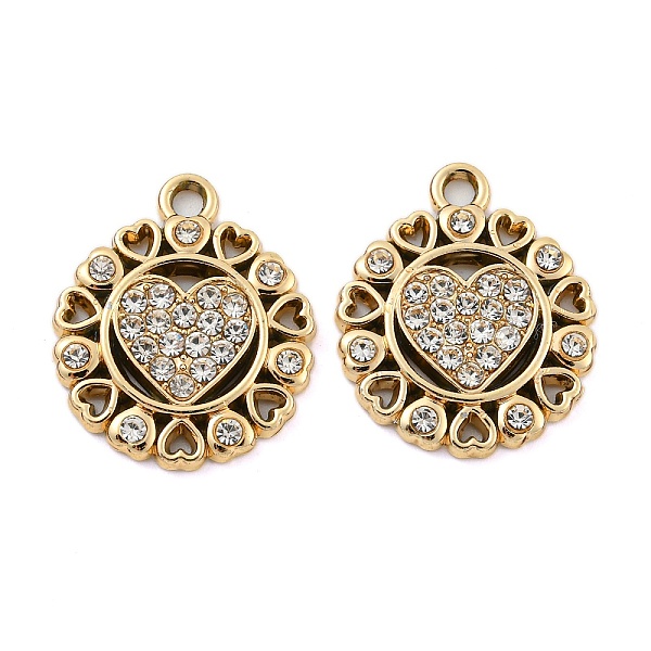 

PandaHall UV Plating Alloy Rhinestone Pendants, Heart, Golden, 20.5x17.5x2.5mm, Hole: 2mm Alloy+Rhinestone Heart Clear