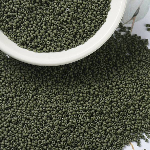 

PandaHall MIYUKI Round Rocailles Beads, Japanese Seed Beads, 15/0, (RR2318) Matte Opaque Olive, 1.5mm, Hole: 0.7mm, about 27777pcs/50g Glass