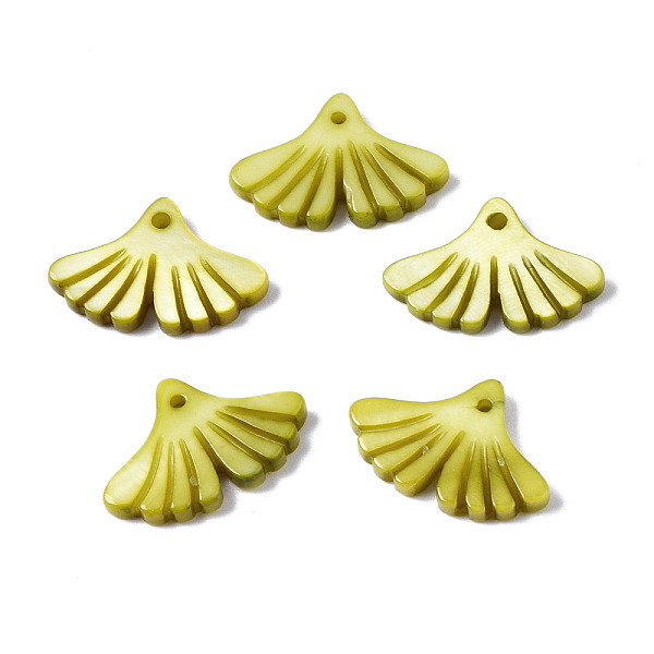 

PandaHall Natural Freshwater Shell Pendants, Dyed, Ginkgo Leaf, Yellow Green, 12x17.5x2mm, Hole: 1.2mm Freshwater Shell Leaf
