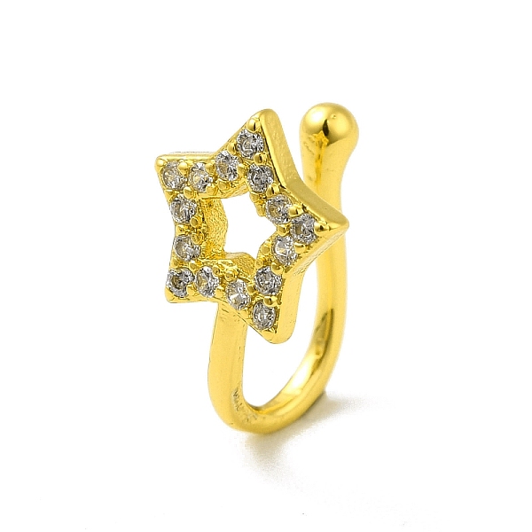 

PandaHall Clear Cubic Zirconia Hollow Star Clip on Nose Ring, Brass Nose Cuff Non Piercing for Women, Golden, 12mm Brass+Cubic Zirconia...