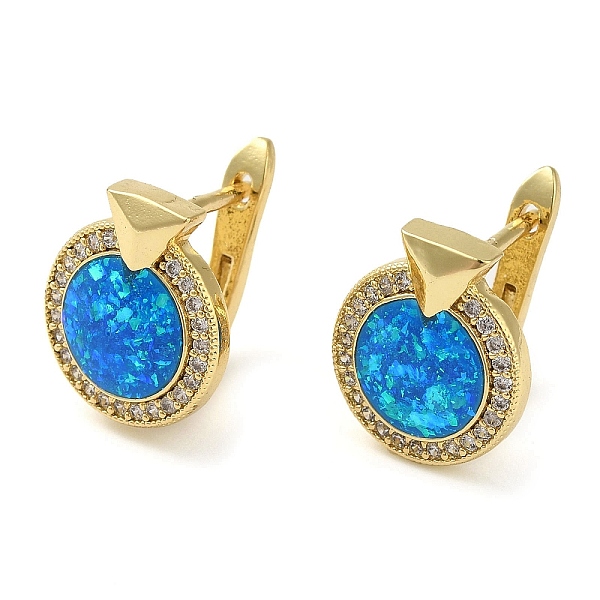 

PandaHall Rack Plating Brass Synthetic Opal Hoop Earrings for Women, Cadmium Free & Lead Free, Long-Lasting Plated, Real 18K Gold Plated...