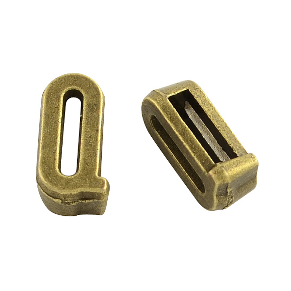 

PandaHall Tibetan Style Alloy Letter Slide Charms, Cadmium Free & Nickel Free & Lead Free, Letter.Q, 11x2~8x4mm, Hole: 7x2mm, about...