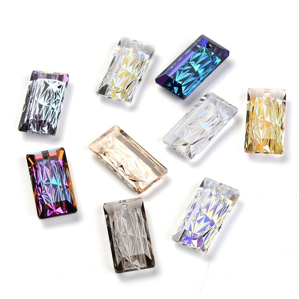 

PandaHall Embossed Glass Rhinestone Pendants, Rectangle, Faceted, Mixed Color, 20x10x5mm, Hole: 1.6mm Glass Rectangle Multicolor