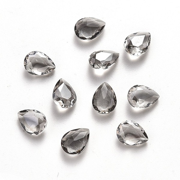 

PandaHall Teardrop Transparent Glass Cabochons, Nail Art Decoration Accessories, Faceted, Light Grey, 8x6x3.5mm Glass Teardrop