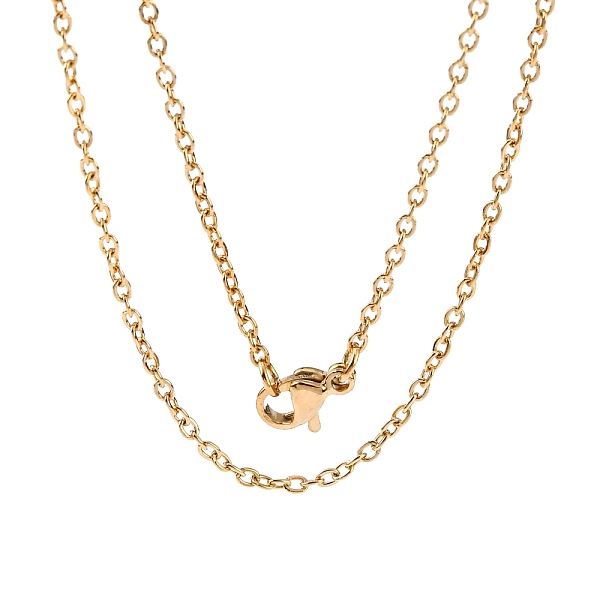 

PandaHall 304 Stainless Steel Cable Chain Necklaces, with Lobster Claw Clasps, Golden, 17.7 inch(45cm), 1.5mm 304 Stainless Steel