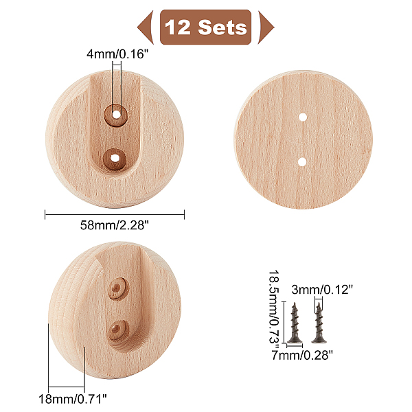 

PandaHall CHGCRAFT 12 Sets Beech Wood Closet Pole Socket, Line Rod Holder, Closet Rod End Support, with Screws, Flat Round, BurlyWood..., Orange