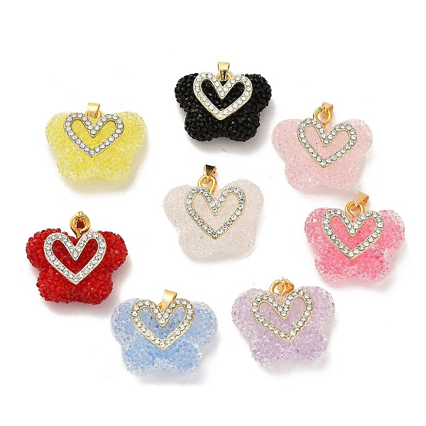 

PandaHall Butterfly with Heart Shape Resin & Rhinestone Pendant, with Rack Plating Golden Brass Findings, Long-Lasting Plated, Mixed Color..., Multicolor