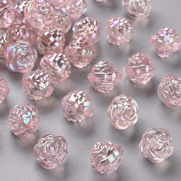 

PandaHall Transparent Acrylic Beads, AB Color, Flower, Pink, 11.5x11.5mm, Hole: 1.8mm, about 780pcs/500g Acrylic Flower Pink
