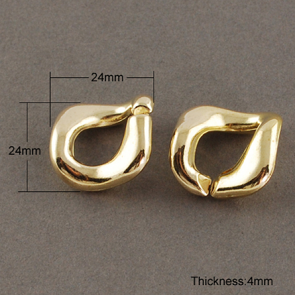 

PandaHall CCB Plastic Links, Ring, Twist, Golden, about 24mm long, 24mm wide, 4mm thick, about 78pcs/100g Plastic Ring