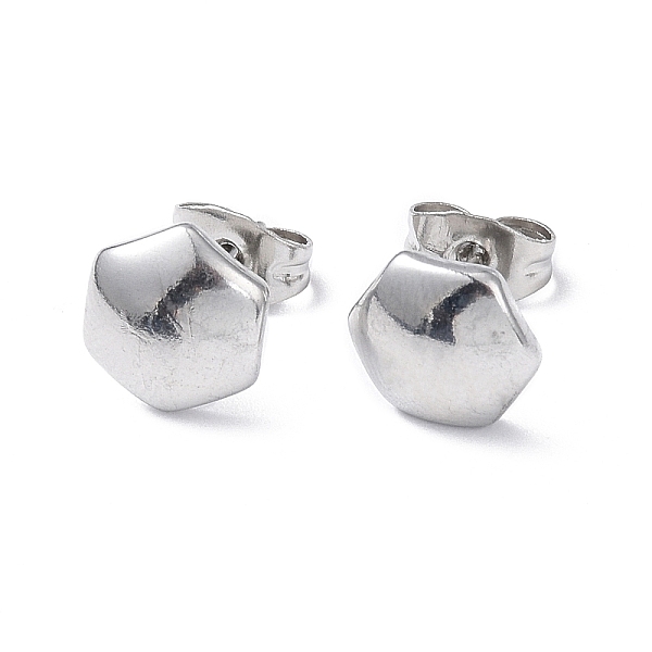 

PandaHall 304 Stainless Steel Hexagon Stud Earrings for Women, Stainless Steel Color, 8x9mm, Pin: 0.8mm 304 Stainless Steel Hexagon
