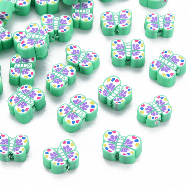 

PandaHall Handmade Polymer Clay Beads, Butterfly, Medium Sea Green, 6~8x9.5~11.5x4mm, Hole: 1.2mm Polymer Clay Butterfly