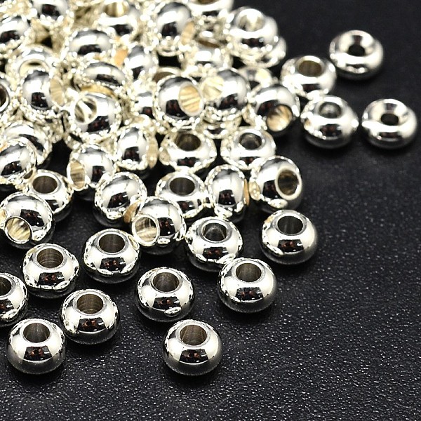 

PandaHall Brass Flat Round Spacer Beads, Silver, 6x4mm, Hole: 2mm Brass Flat Round