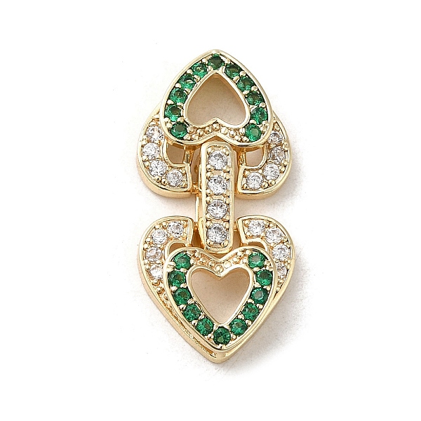 

PandaHall Brass Micro Pave Cubic Zirconia Fold Over Clasps, Heart, Real 18K Gold Plated, Green, 29x14x4.5mm Brass+Cubic Zirconia Green