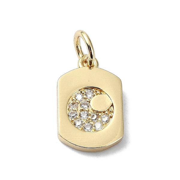 

PandaHall Moon Theme Brass Micro Pave Clear Cubic Zirconia Charms, with Jump Ring, Real 18K Gold Plated, Rectangle, 13.5x8.5x1.5mm, Hole...