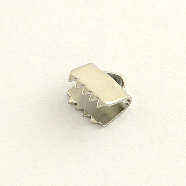 

PandaHall Stainless Steel Ribbon Crimp Ends, Stainless Steel Color, 8x13mm, Hole: 1.5mm Stainless Steel