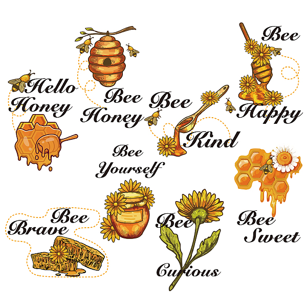 PandaHall CRASPIRE Bee Happy Funny Stickers Honey Bee Window Decor Decals Bee Yourself Inspirational Quotes Bumblebee Wall Decals for...