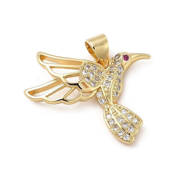 

PandaHall Rack Plating Brass Micro Pave Cubic Zirconia Pendants, Cadmium Free & Lead Free, Real 18K Gold Plated, Bird Charm, Clear...