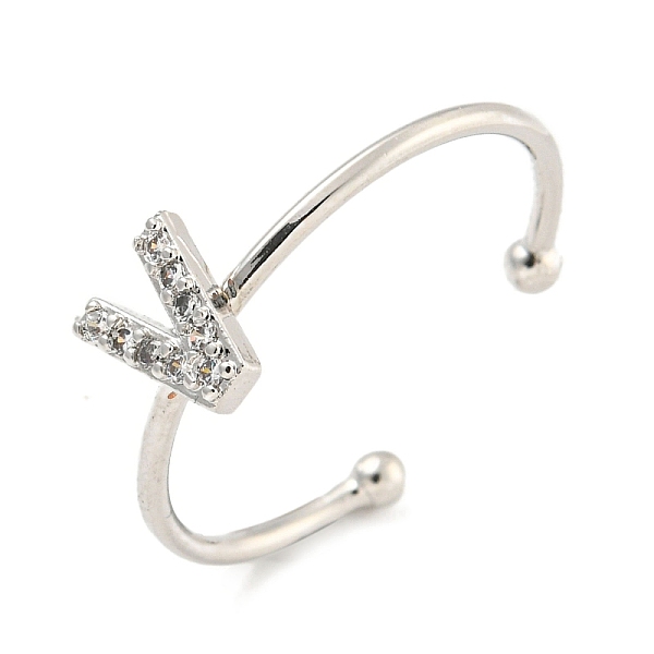 

PandaHall Rack Plating Brass Open Cuff Rings for Women, with Cubic Zirconia, Cadmium Free & Lead Free, Long-Lasting Plated, Letter, Letter V...