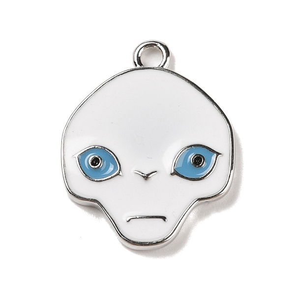

PandaHall Alloy Enamel Pendants, Alien Skull Charm, Platinum, White, 25~25.5x18~20x2.5mm, Hole: 2mm Alloy+Enamel Skull White