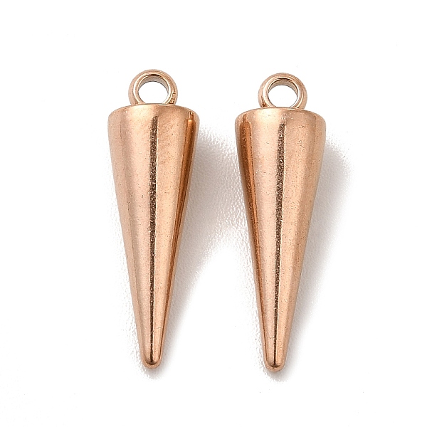 

PandaHall Ion Plating(IP) 201 Stainless Steel Pendants, Cone Charm, Rose Gold, 18.5x5.5mm, Hole: 1.5mm 201 Stainless Steel Cone