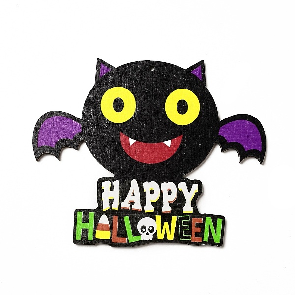 

PandaHall Single Face Printed Wood Big Pendants, Halloween Charms, Bat, 118x145x4mm, Hole: 3mm Wood Bat