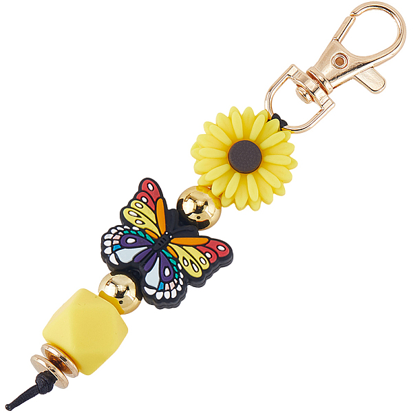 1 pendentif décoratif en silicone en forme de papillon et de fleur