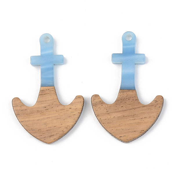 

PandaHall Opaque Resin & Walnut Wood Pendants, Anchor, Cornflower Blue, 38x24.5x3mm, Hole: 2mm Resin+Wood Anchor & Helm Blue