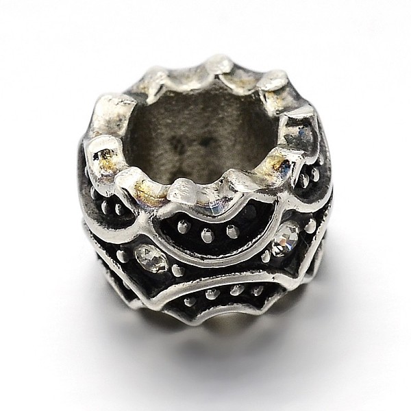 

PandaHall Mixed Styles Retro 304 Stainless Steel Grade A Rhinestone Big Hole Column Beads, Antique Silver, 8x11mm, Hole: 6mm 304 Stainless...