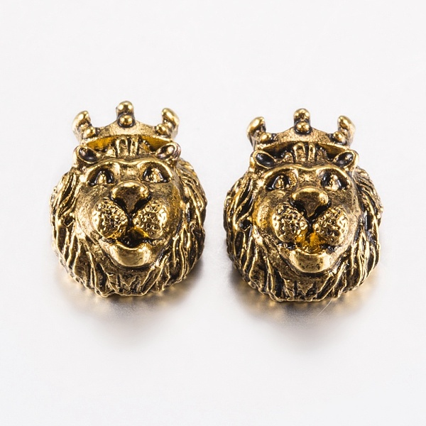 

PandaHall Tibetan Style Alloy Beads, Lion Head, Antique Golden, 14.5x11.5x7~8mm, Hole: 1.5~2mm Alloy Lion