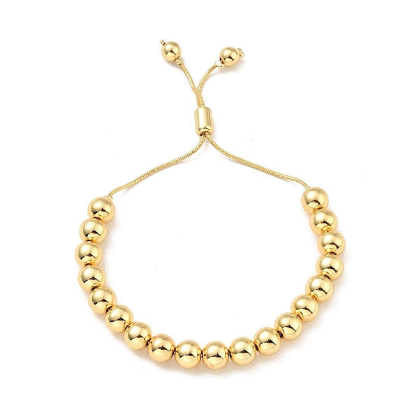 

PandaHall Rack Plating Brass Round Beaded Slider Bracelet for Women, Lead Free & Cadmium Free, Real 18K Gold Plated, Beads: 8mm, Inner...