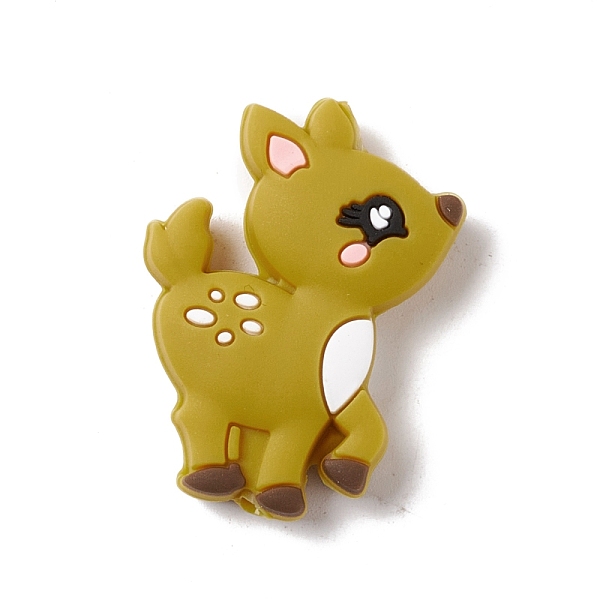 

PandaHall Silicone Focal Beads, Baby Chew Teething Beads, Deer, Dark Goldenrod, 32x22.5x7.5mm, Hole: 2mm Silicone Deer Gold