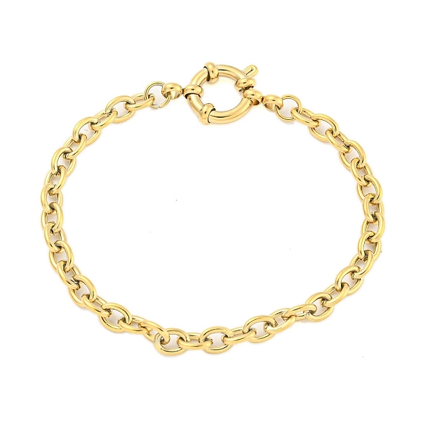 

PandaHall 304 Stainless Steel Cable Chain Bracelets for Women, Real 18K Gold Plated, 6-3/4 inch(17.1cm) 304 Stainless Steel