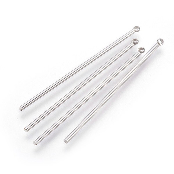 

PandaHall 201 Stainless Steel Big Pendants, Bar, Stainless Steel Color, 52.5x1.5mm, Hole: 1.5~1.6mm 201 Stainless Steel Column