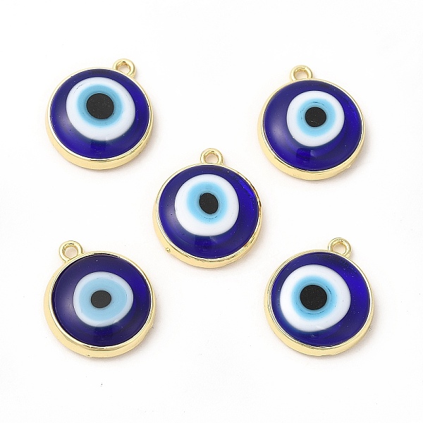 

PandaHall Handmade Lampwork Pendants, with Golden Tone Brass Findings, Cadmium Free & Lead Free, Evil Eye, Blue, 16x13.5x3mm, Hole: 1.4mm...