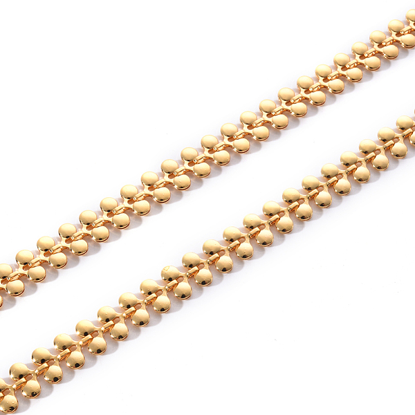

PandaHall Brass Link Chains, Leaf Shape, Unwelded, Nickel Free, Real 18K Gold Plated, 7.5x8x2mm Brass