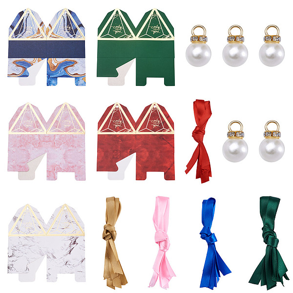 

PandaHall Magibeads 30 Sets 5 Colors Creative Portable Foldable Paper Box, Wedding Candy Boxes, Paper Gift Box, with Ribbon, Tower Shape..., Multicolor