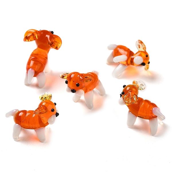 

PandaHall Handmade Lampwork Home Decorations, 3D Dog Ornaments for Gift, Orange, 22~23.5x17~18x18~20mm Lampwork Dog Orange