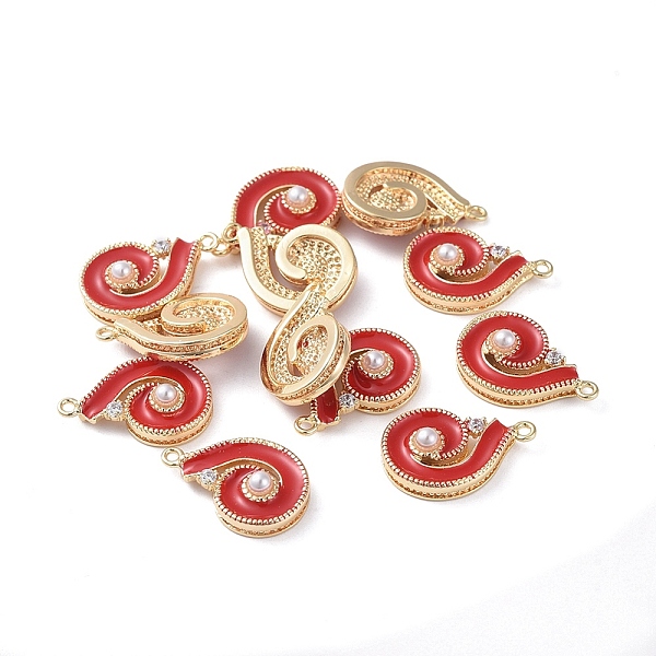 

PandaHall Brass Enamel Pendants, with Acrylic Pearl and Rhinestone, Conch Shape, Real 18K Gold Plated, Red, 16.5x11x4.4mm, Hole: 1mm Brass...