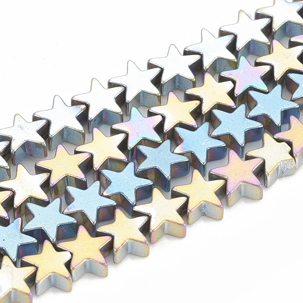 

PandaHall Electroplate Non-magnetic Synthetic Hematite Beads Strands, Star, Mixed Color, 4x2mm, Hole: 0.7mm, about 130pcs/strand, 15.35...