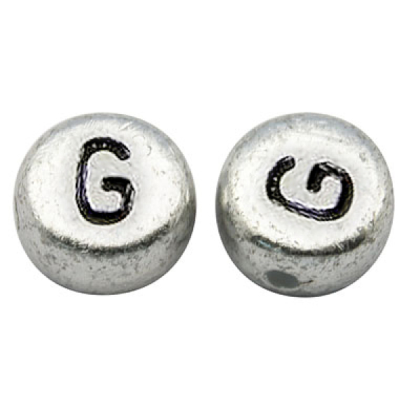 

PandaHall Silver Color Plated Acrylic Horizontal Hole Letter Beads, Flat Round, Letter.G, 7x3.5mm, Hole: 1mm, about 360pcs/50g Acrylic Flat...