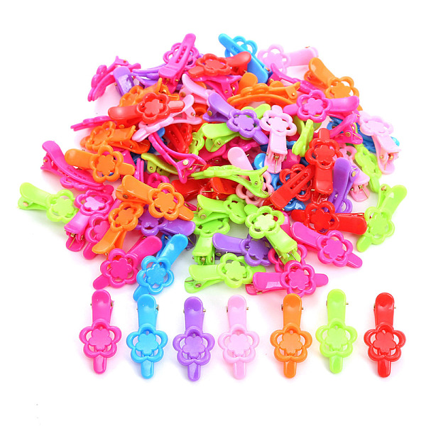

PandaHall Kids Hair Accessories, Plastic Alligator Hair Clips, Flower, Mixed Color, 38x18.5x15mm Plastic Multicolor