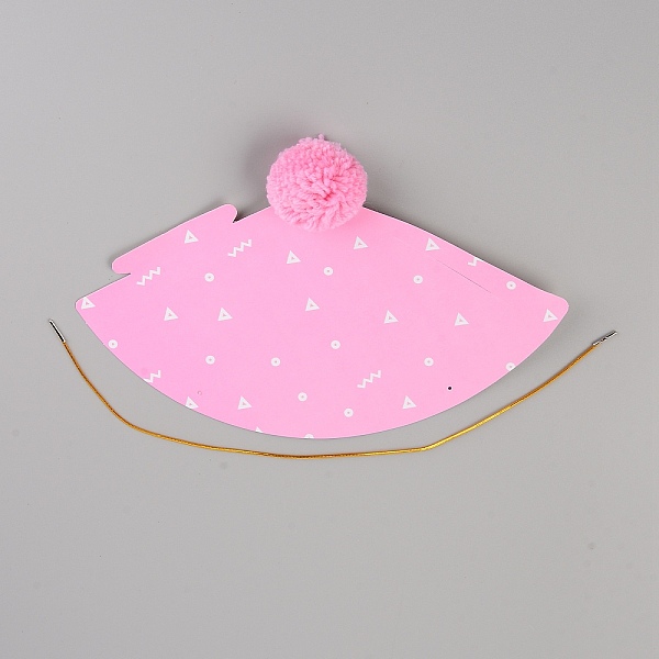 

PandaHall Paper Pompon Party Hats, with Polyester and Iron Rope, Birthday Gifts, for Girl Birthday Party Supplies, Pearl Pink, 185x110mm...