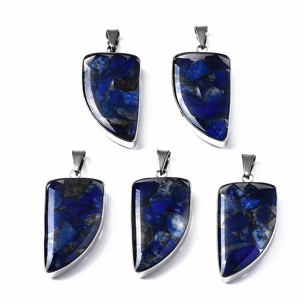 

PandaHall Natural Lapis Lazuli Pendants, with Transparent Resin and 201 Stainless Steel Findings, Knife, Stainless Steel Color...