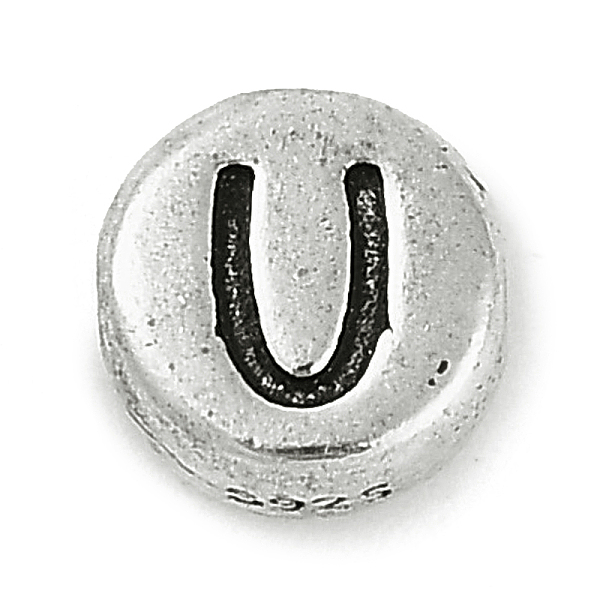 925 Sterling Silver Flat Round with Letter Beads